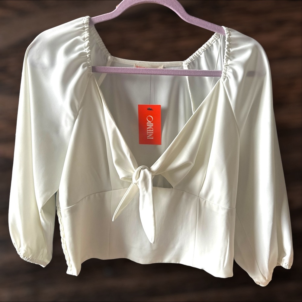 *NWT*‎ Women’s INTEMPO Front Tie Crop Blouse - Size S